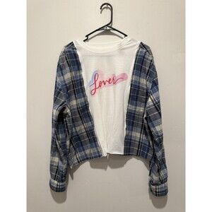 Reworked Upcycle Grunge/Cute Oversize Lover Taylor Swift Flannel Top L/XL